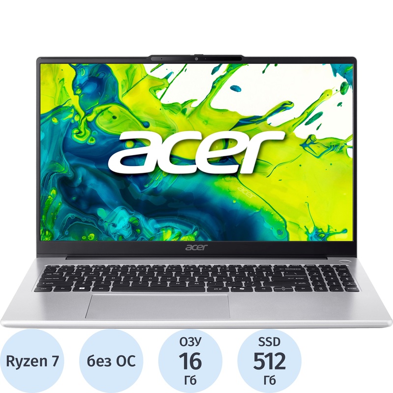 Изображение товара Ноутбук Acer Aspire Lite AL15-45P-R07Z 15.6" серебристый AMD Ryzen 7 5825U/16 ГБ/SSD 512 ГБ (NX.DLQEX.002)