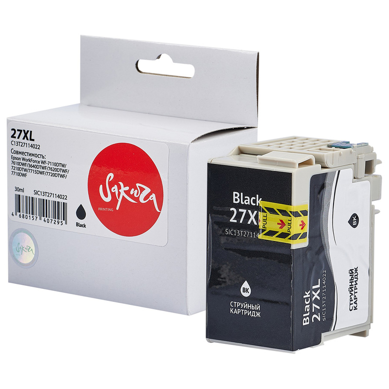Изображение товара Картридж струйный Sakura C13T27114022 (27XL BK) для Epson черный