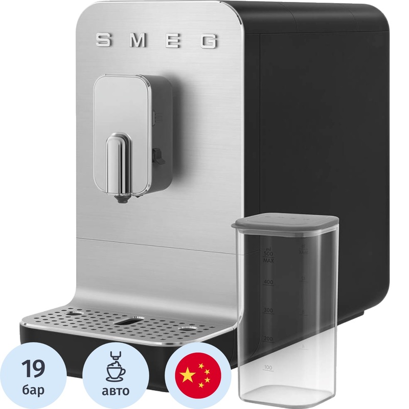 Изображение товара Кофемашина Smeg BCC13BLMEU с капучинатором черная 19 бар встроенная кофемолка