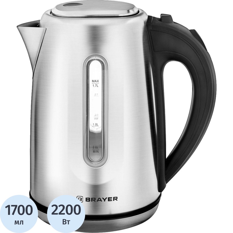 Изображение товара Электрический чайник Brayer BR1014 серебристый 1700 мл 2200 Вт бытовой прибор
