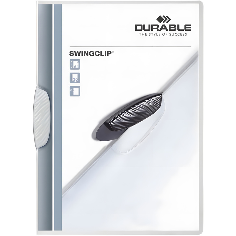 Изображение товара Папка с клипом для брошюровки Durable Swingclip А4 до 30 листов прозрачная/белый клип (толщина обложки 0.45 мм)