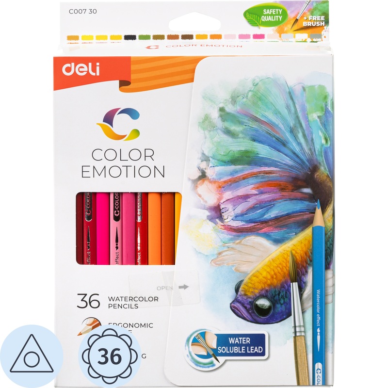 Изображение товара Карандаши цветные Deli Color Emotion 36 карандашей 36 цветов трёхгранные (EC00730)