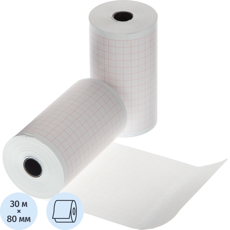 Изображение товара Бумага для ЭКГ в рулоне 30м х 80мм (6 рулонов), Комус Медицина