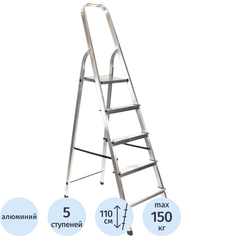 Изображение товара Стремянка алюминиевая Zalger 5 ступеней (111-5)