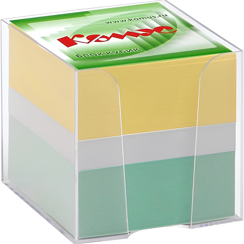 Изображение товара Блок для записей Комус 90x90x90 мм разноцветный (плотность 80 г/кв.м)