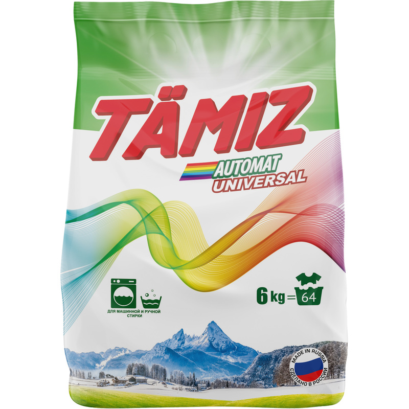 Изображение товара Порошок стиральный автомат Tamiz Universal 6 кг для белого и цветного белья