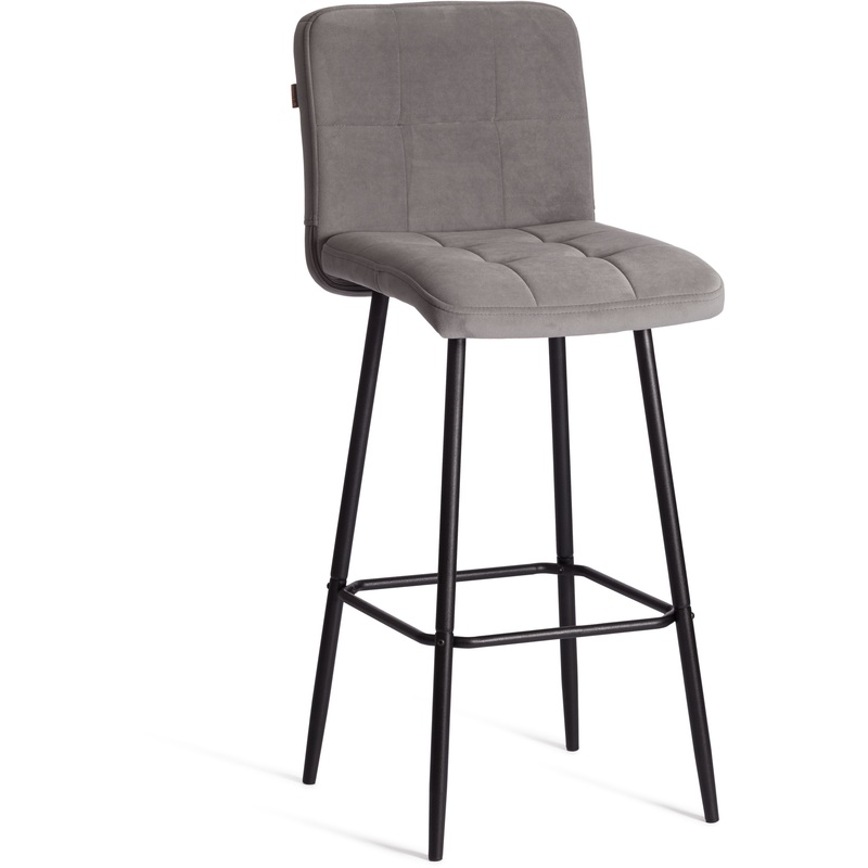 Изображение товара Барный стул Medeo серый чёрный велюр металл 760 мм высокий стильный комфорт
