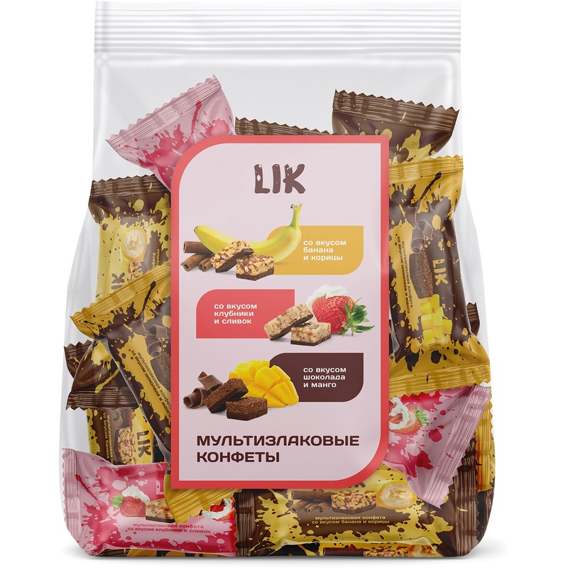 Изображение товара Мультизлаковые конфеты LIK в глазури ассорти 250 г с разнообразными вкусами