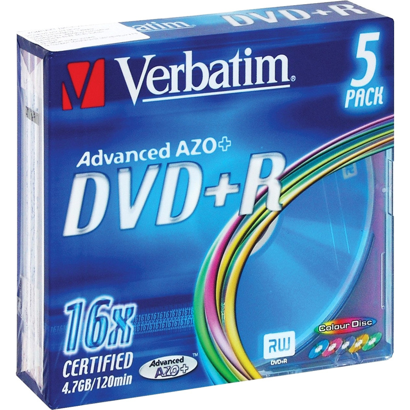 Изображение товара Диск DVD+R Verbatim 4.7 ГБ 16x slim box 43556 (5 штук в упаковке)
