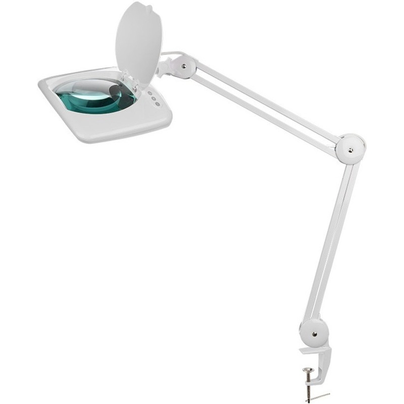 Изображение товара Лупа настольная Rexant 2.25x 157x190 мм белая складная с подсветкой на струбцине