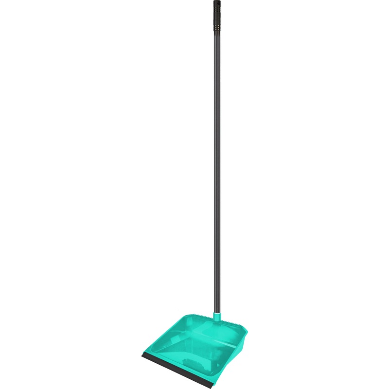 Изображение товара Совок с резиновой кромкой Spin&clean Disco пластик аквамарин длинная ручка