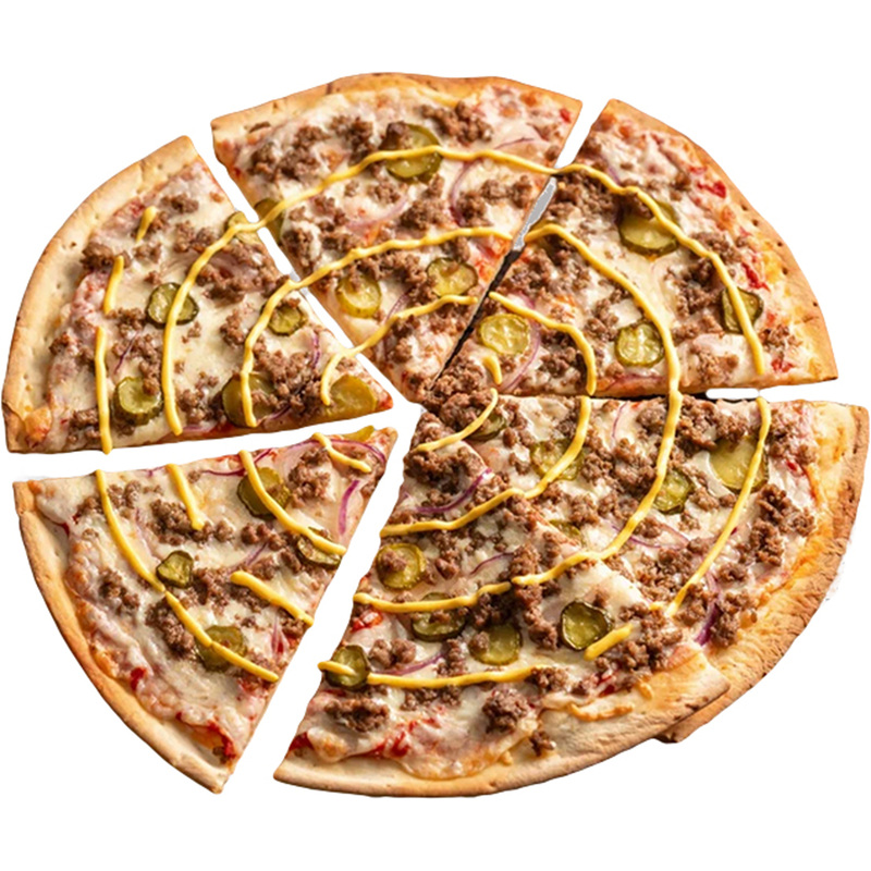 Изображение товара Пицца Бургер - оригинальное блюдо с говяжьим фаршем и сыром 64г Россия