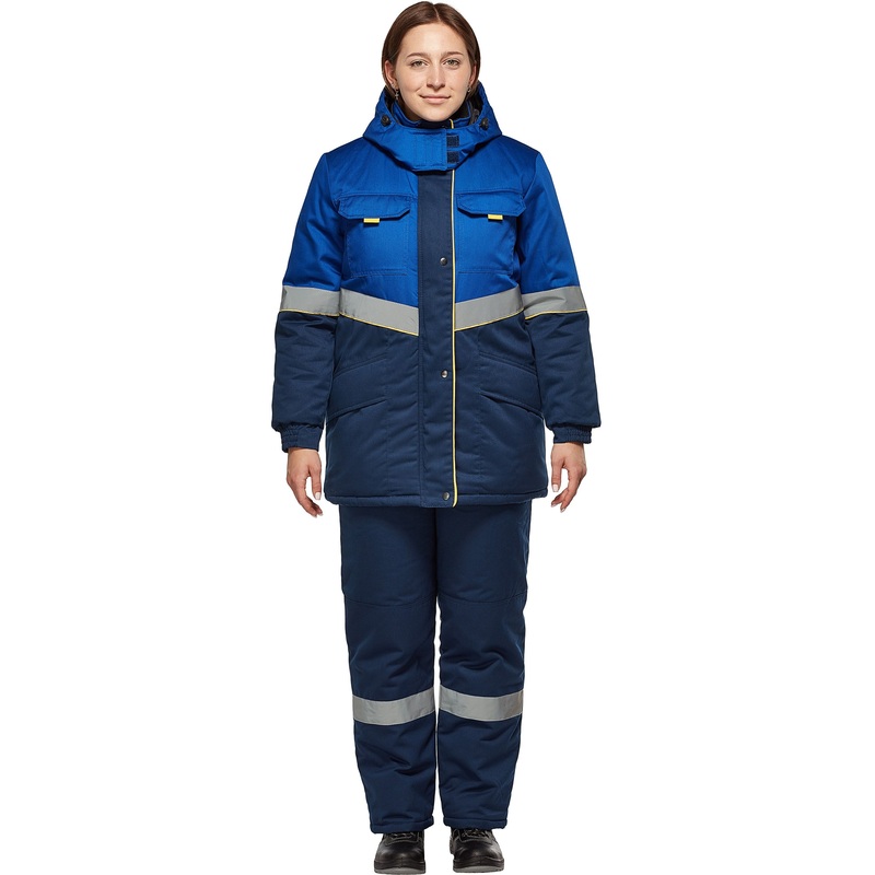 Изображение товара Зимний женский рабочий костюм з43-КПК с СОП васильковый синий утеплитель синтепон защитный 4 класс