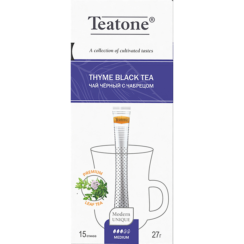 Изображение товара Чай черный Teatone Thyme в стиках 15 штук насыщенный аромат и вкус