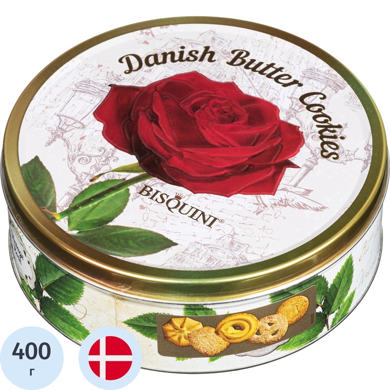 Изображение товара Печенье сахарное Bisquini Розы в жестяной банке 400 г