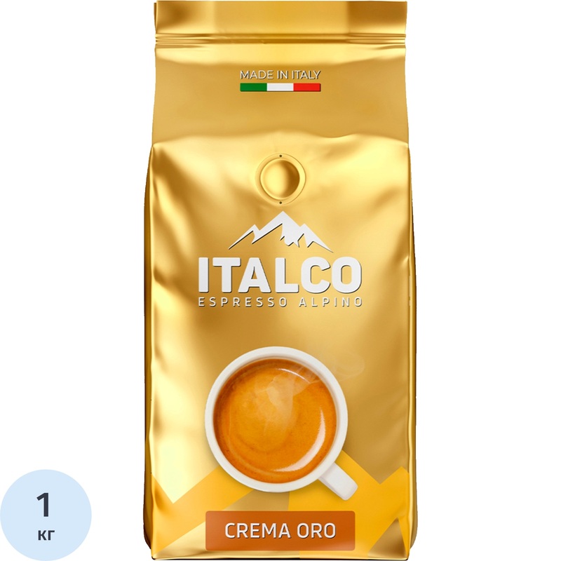 Изображение товара Кофе в зёрнах Italco Crema Oro 1 кг вакуумная упаковка