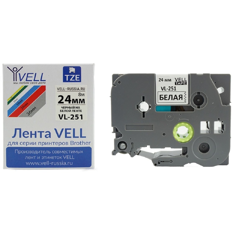 Изображение товара Картридж Vell VL-251 для принтера этикеток Brother 24мм x 8м
