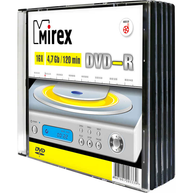 Изображение товара Диск DVD-R Mirex 4.7 ГБ 16x Slim Box 5 шт