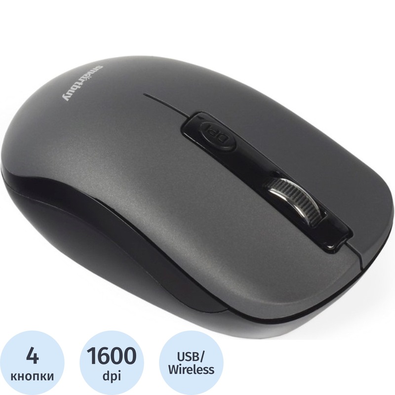 Изображение товара Беспроводная мышь Smartbuy One 345AG Gray оптическая 1600 dpi Bluetooth Wi-Fi
