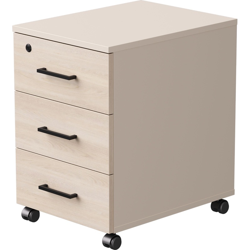 Изображение товара Тумба подкатная EVO 254T001GU/GU/DY с замком (кашемир/дуб соната, 406х540х608 мм, 3 ящика)