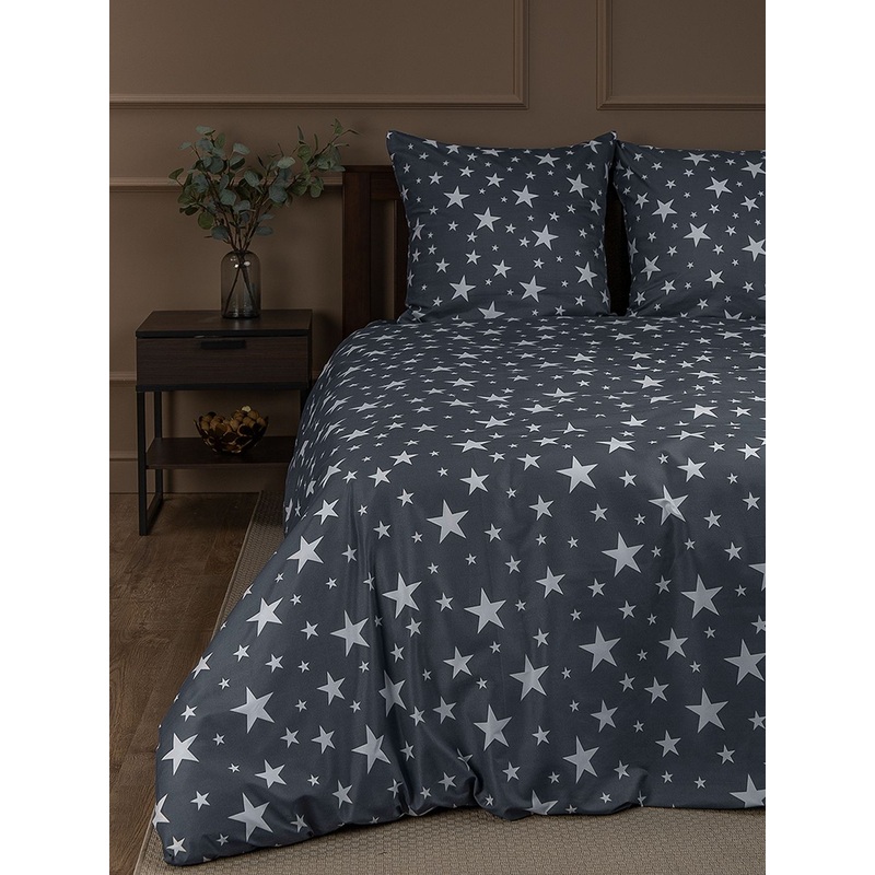 Изображение товара Постельное белье Amore Mio Stars 93805 2-спальное микрофибра серое