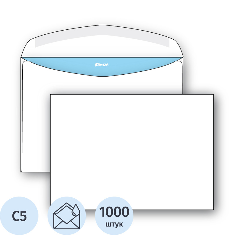 Изображение товара Конверт Комус С5 80 г/кв.м белый декстрин автоматическая запечатка