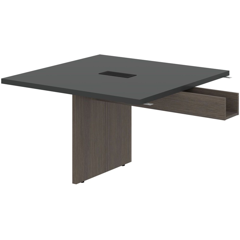 Изображение товара Стол для переговоров с кабель каналом (яшма чёрный/дуб сильвер, 1200х1200х750 мм)