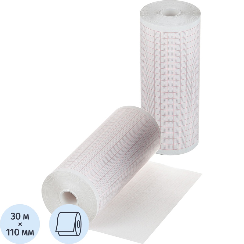 Изображение товара Бумагабар ЭКГ в рулоне 30м x 110мм x 12мм 4шт Комус Медицина