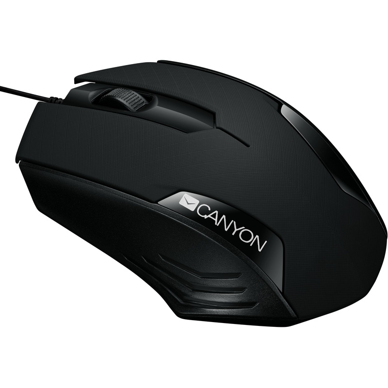 Изображение товара Проводная мышь Canyon CNE-CMS02B черная с 3 кнопками и разрешением 1000 dpi