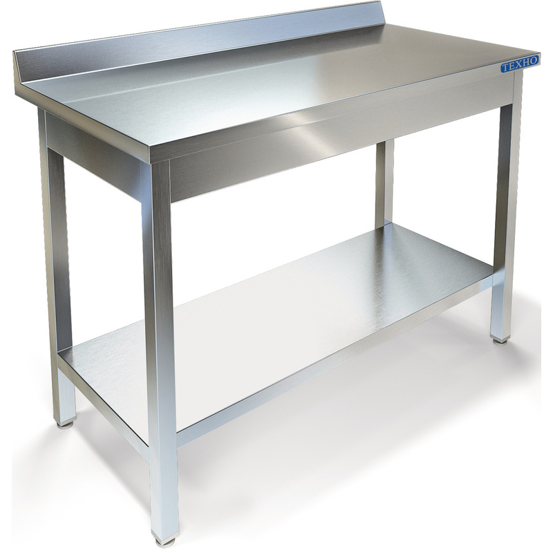 Изображение товара Стол производственный СПП-933/900 металлический с бортом и сплошной полкой (900х600х850 мм)