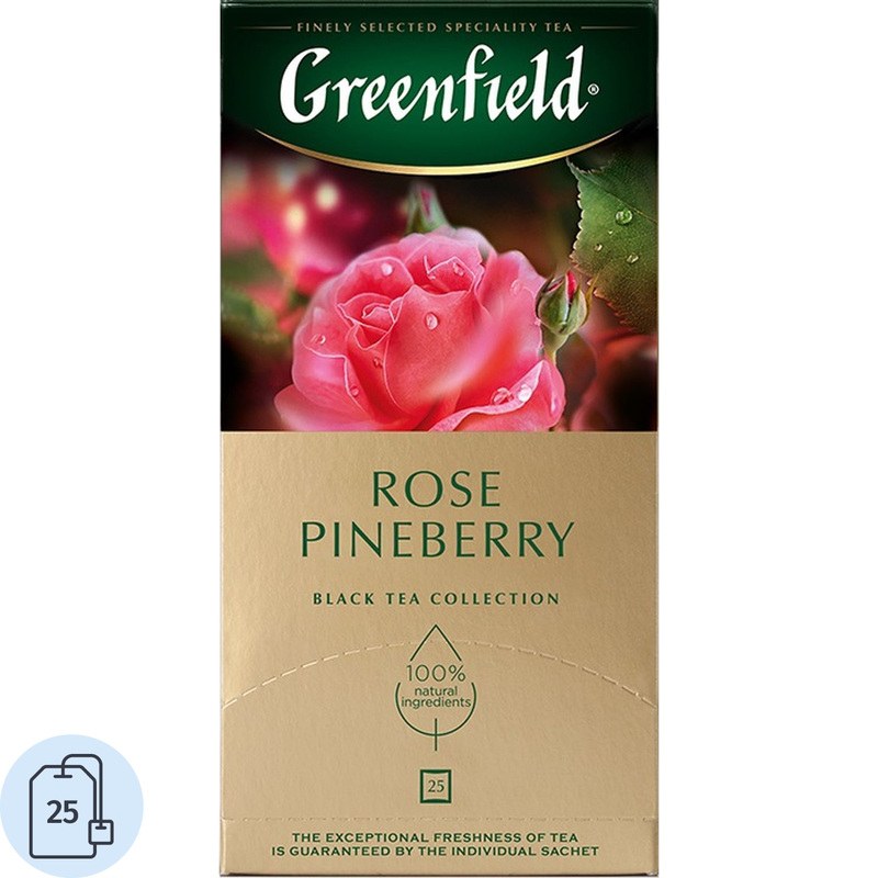Изображение товара Greenfield Rose Pineberry черный чай с розой и клубникой 25 пакетиков