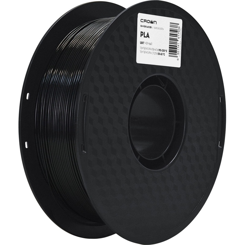 Изображение товара Пластик PLA для 3D-принтера Crown Micro чёрный 1.75 мм 1 кг