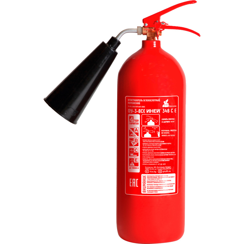 Изображение товара Углекислотный огнетушитель ОУ-3 Иней 3кг для электроустановок и материалов