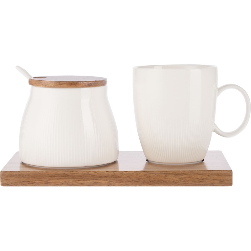 Изображение товара Чайный сервиз Altavolo Piacente из фарфора и дерева на 1 персону