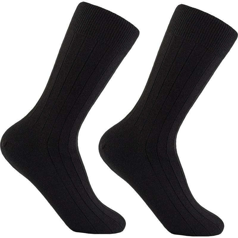 Изображение товара Мужские шерстяные носки черные с полосой размер 31 высокие усиленные