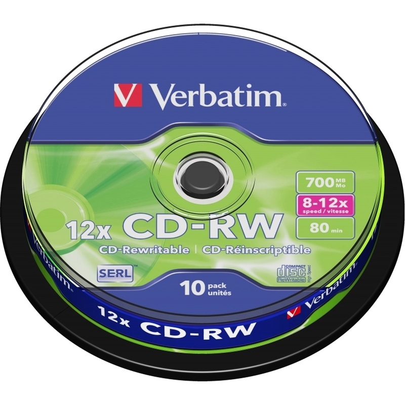 Изображение товара Диск CD-RW Verbatim 700 МБ 12x 10 шт в упаковке