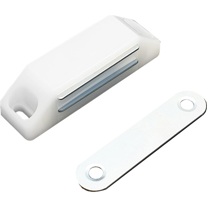 Изображение товара Мебельная магнитная накладка StahlBuro белого цвета 60x15 мм для надежного закрывания