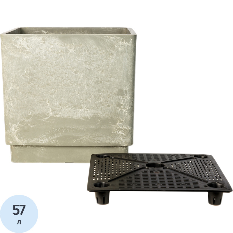 Изображение товара Горшок для цветов GreenShip 57 л светлый древесный уголь (40x40 см)