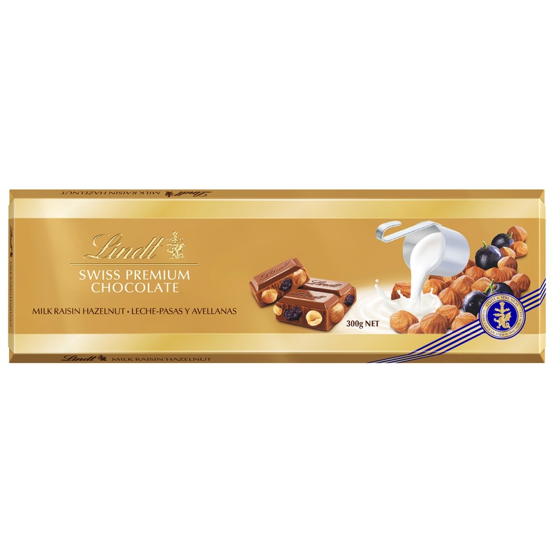 Изображение товара Шоколад Lindt Gold молочный с изюмом и цельным фундуком 300 г