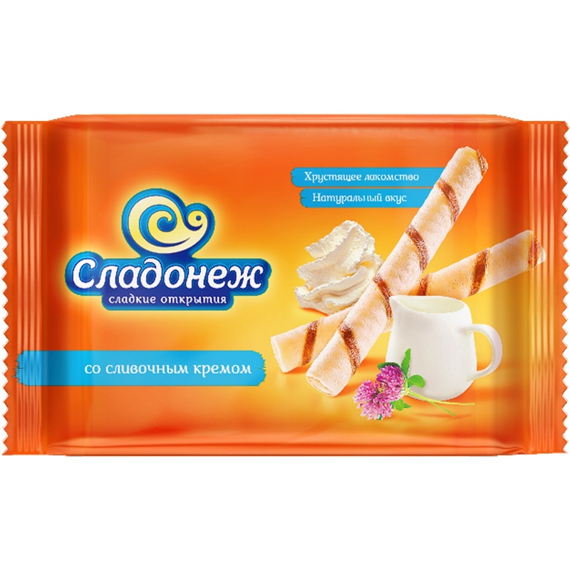 Изображение товара Вафельные трубочки Сладонеж со сливочным кремом 175 г - вкусный десерт для всей семьи