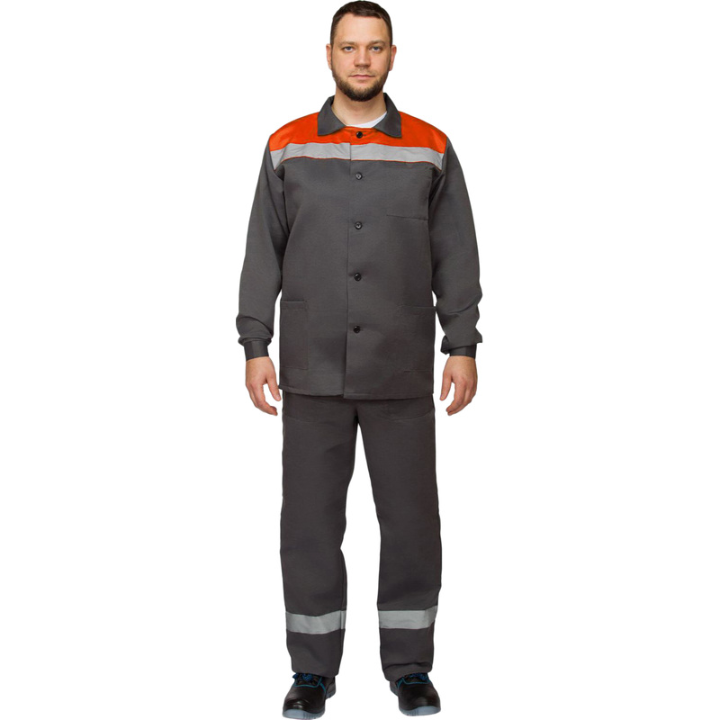 Изображение товара Костюм рабочий летний мужской л16-КПК серый/оранжевый размер 44-46
