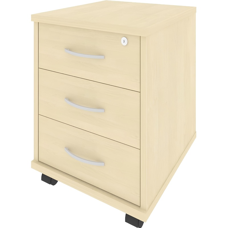 Изображение товара Тумба офисная Riva с замком клен 3 ящика 556 мм прочная и функциональная