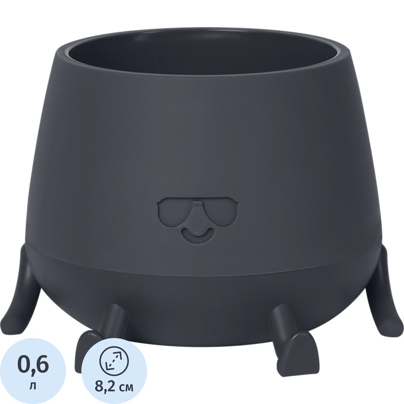 Изображение товара Кашпо La decoro Мистер Крутой 0.6 л антрацит с дренажом и поддоном для комнатных растений