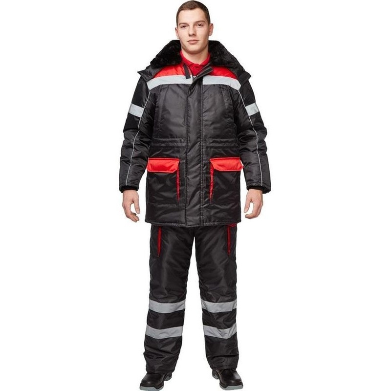 Изображение товара Костюм рабочий зимний мужской з26-КПК черный/красный размер 60-62