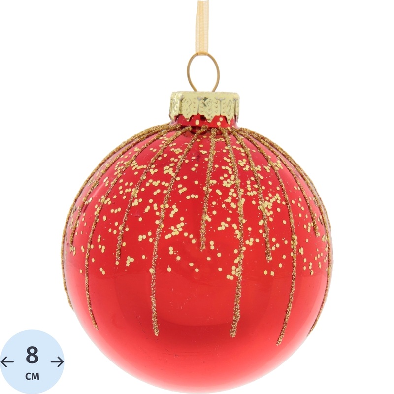 Изображение товара Ёлочный шар новогодний стекло красный (диаметр 8 см, 762578)