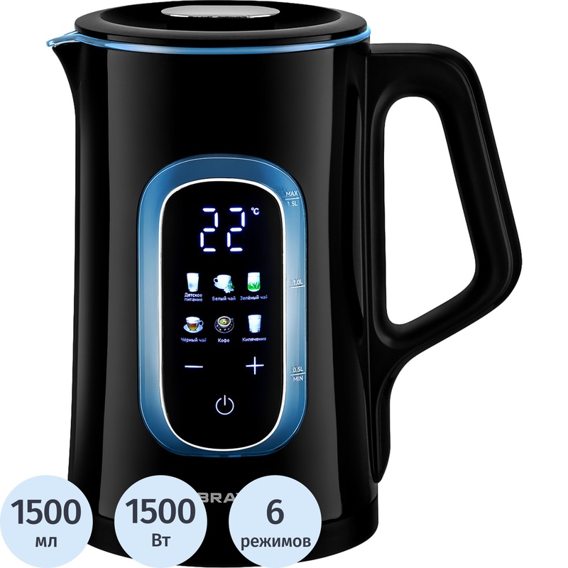 Изображение товара Электрический чайник Brayer BR6101 черный, 1500 мл