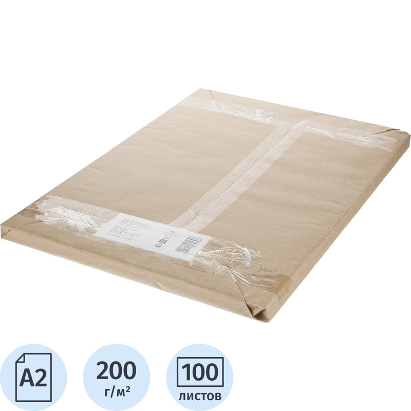 Изображение товара Ватман бумага чертежная Гознак А2 100 листов, размер 59.4х42 cм, 200 г/кв.м, белизна 91