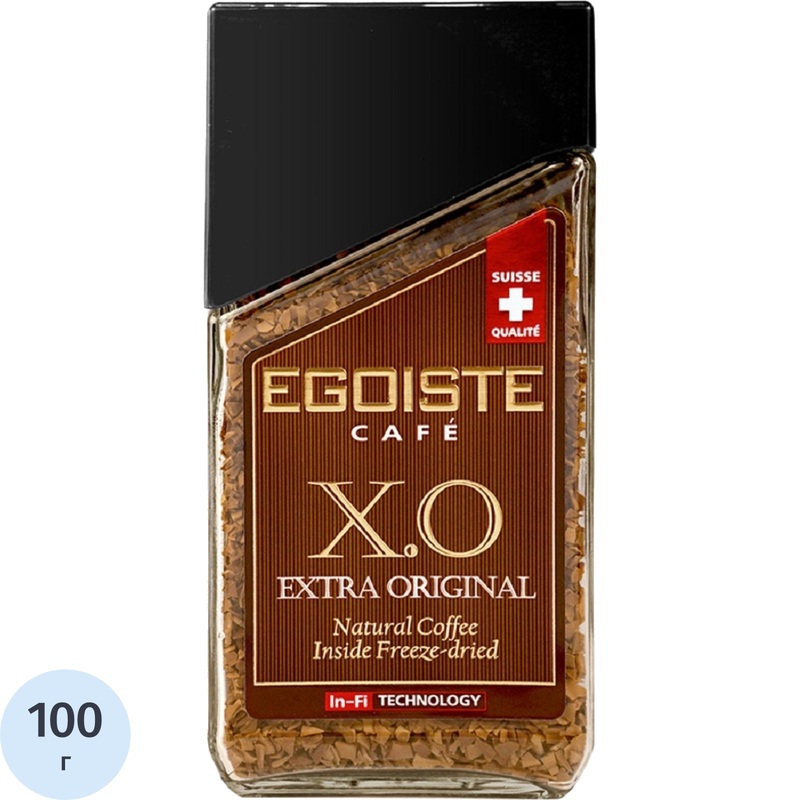 Изображение товара Кофе растворимый сублимированный Egoiste Extra Original 100 г стеклянная банка