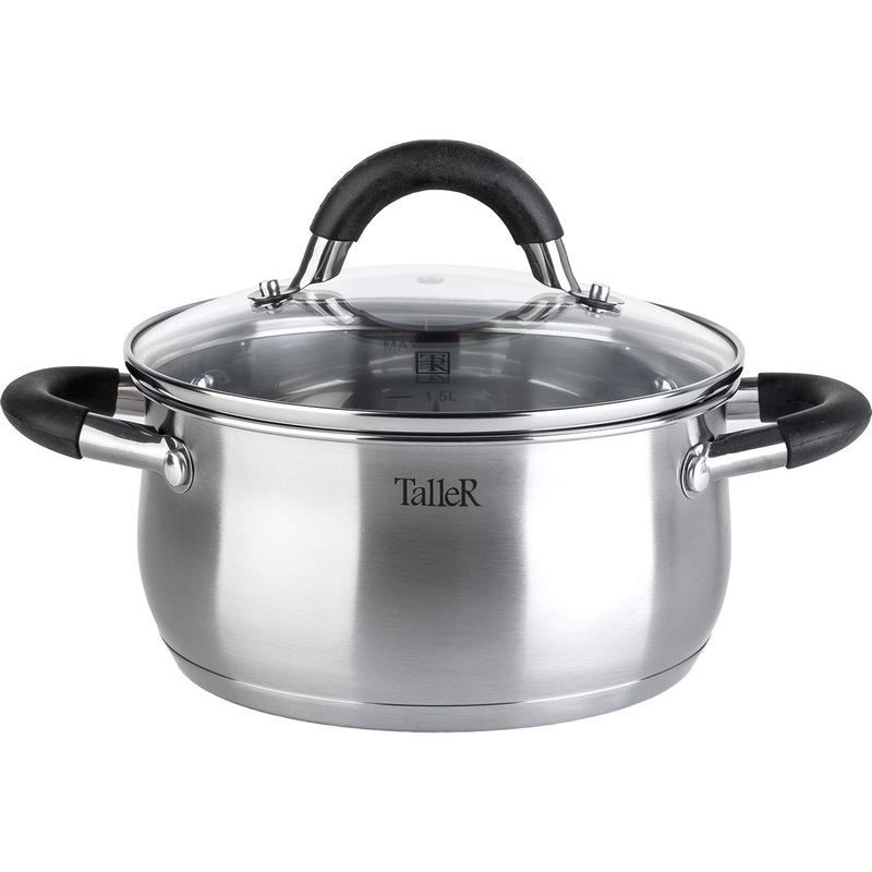 Изображение товара Кастрюля TalleR TR-11044 2.2 л из нержавеющей стали с стеклянной крышкой