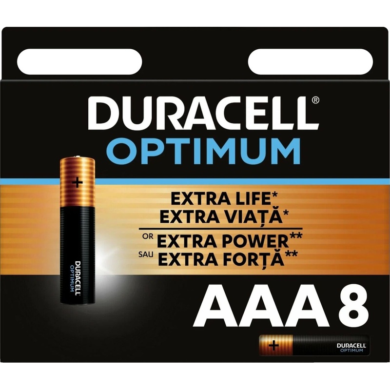 Изображение товара Батарейки AAA мизинчиковые Duracell Optimum 8 шт в упаковке надежное питание